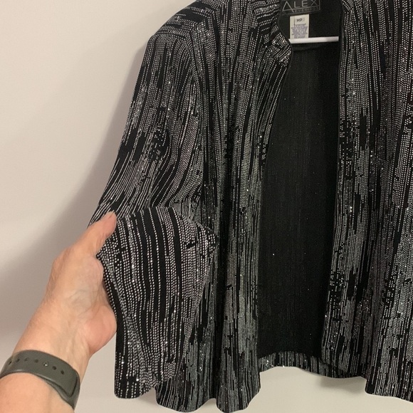 ALEX Evenings Petite zipper light jacket/ blazer, Size MP - sparkles! - Picture 4 of 8